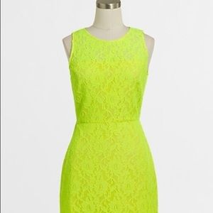 NWT J. Crew neon lace yellow shift dress size 2